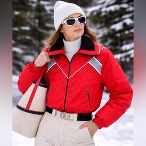 🔥 Vintage Polaris Red Ski Jacket Cropped USA Union Made Womens S